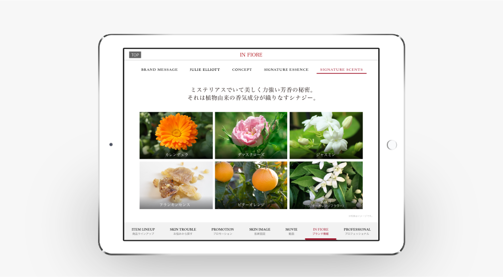 IN FIORE iPad App　インフィオレ iPadアプリケーション